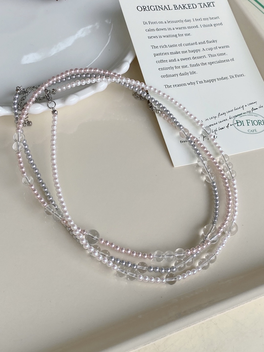Pink-bim beads necklace (3 color)